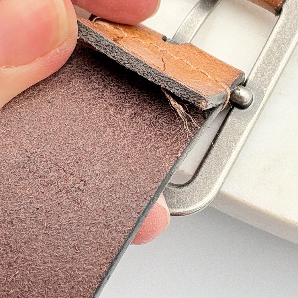 Frye Leather Belt Women 32 Medium Brown Silver Buckle Grommet Star Boho Y2K FLAW